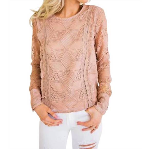 NEW KARLIE anna lace top in dusty pink - Picture 1 of 4